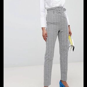 ASOS DESIGN tall belted gingham slim pants